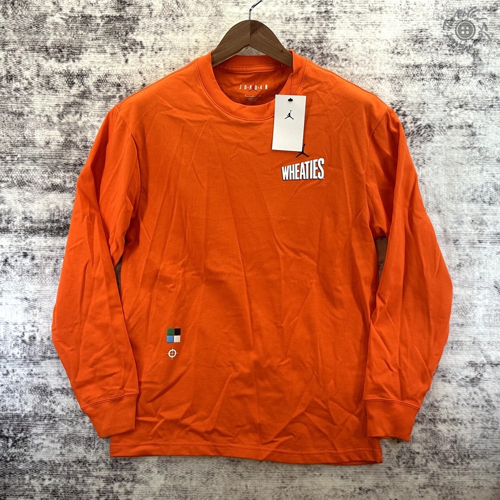 NWT‎ Jordan Wheaties Flight MVP 85 Long Sleeve Tee Orange Men's Small DV8428-817